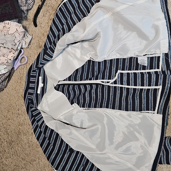 Veronica Beard Carroll Tweed Blue Striped Double-Breasted Blazer - Picture 10 of 12